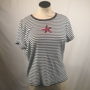 Talbots short sleeve blue and white stripes
